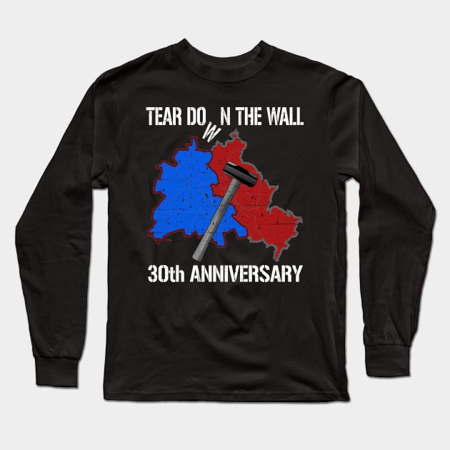 Tear Down the Wall Berlin Germany 30th Anniversary Long Sleeve T-Shirt by Capital Blue